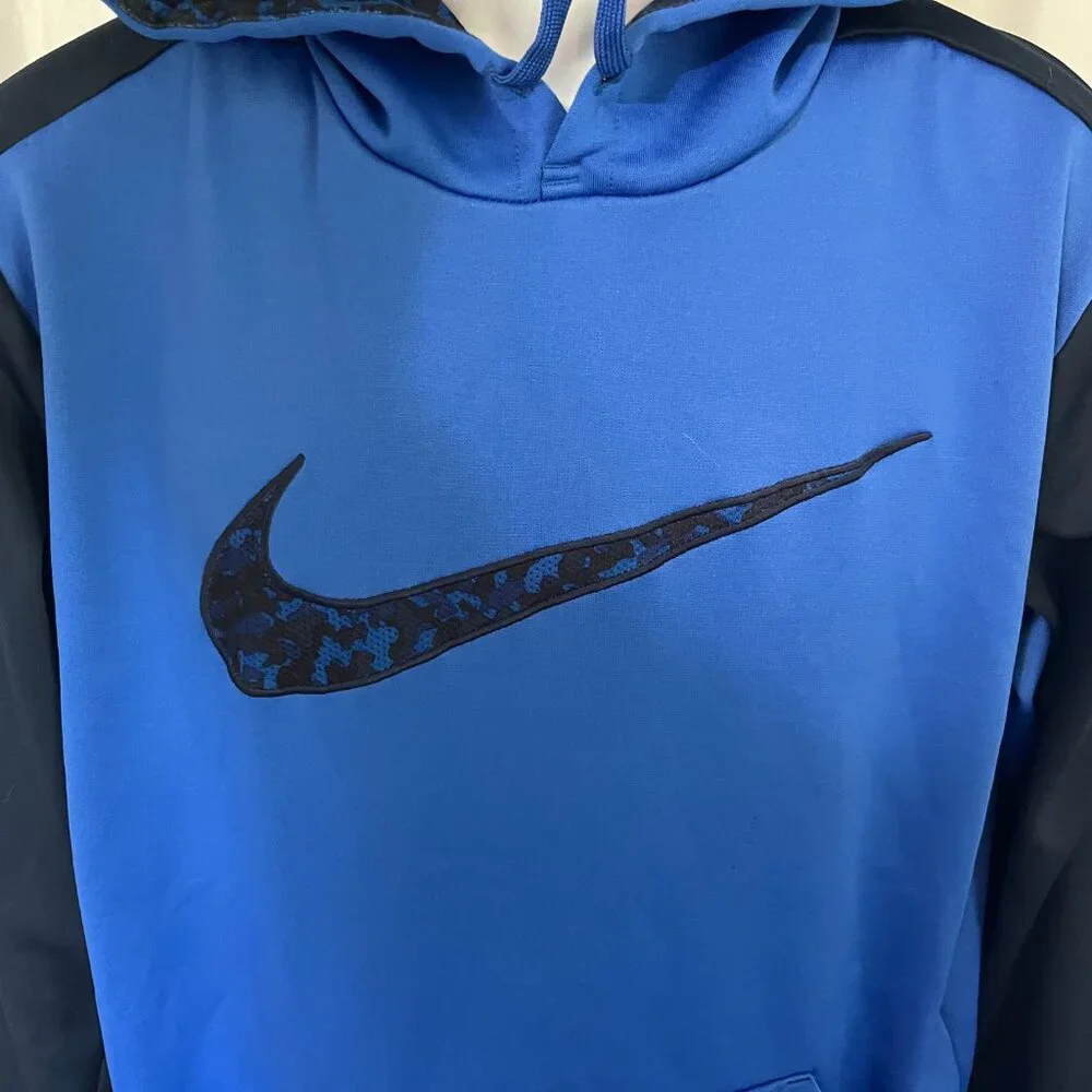 🏀 Nike Therma-Fit Men’s Blue on Blue Hooded Sweatshirt Hoodie L Large 🔥
